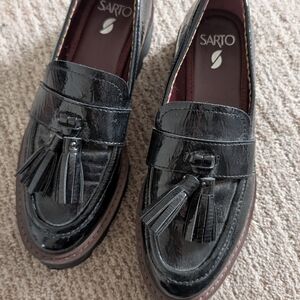 Franco Sarto Black Tassel Loafers Flats